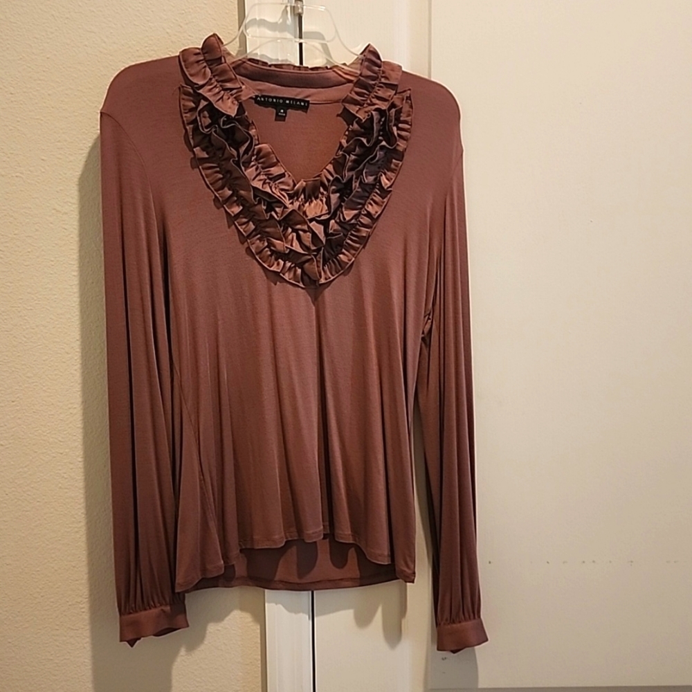 Medium Antonio Melani Purple Ruffle Blouse